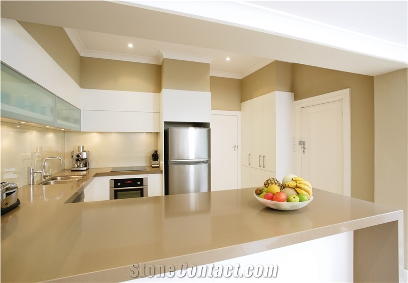 Beige Quartz Stone Slabs for Kitchen Decoration ,For Your Kitchen High Quality Design