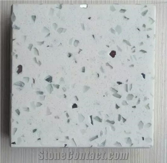 Quartz Stone Slabs Engineered Walling Flooring and Tiles Solid Surface Glass Marble Red Colors in Shandong Province