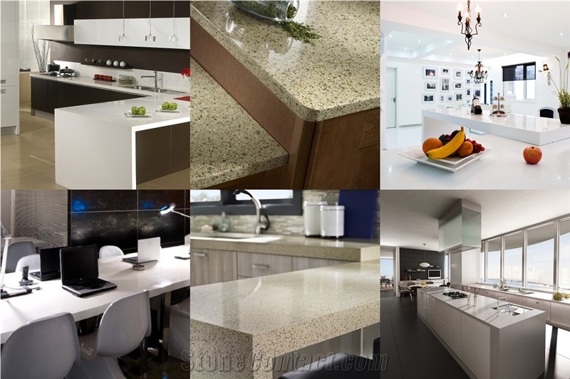 Various Colors Of Quartz Stone for Kitchen Desk Tops and Kitchen Countertops