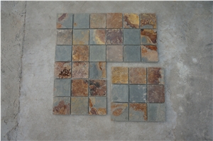 Rusty Natural Slate Mosaic,High Quality Slate Mosaic for Inside or Outside Decoration
