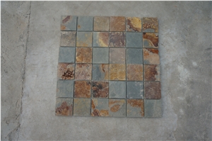 Rusty Natural Slate Mosaic,High Quality Slate Mosaic for Inside or Outside Decoration