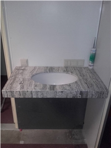 Travertino Silver Bath Top with Undermount Sink