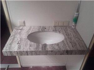Travertino Silver Bath Top with Undermount Sink
