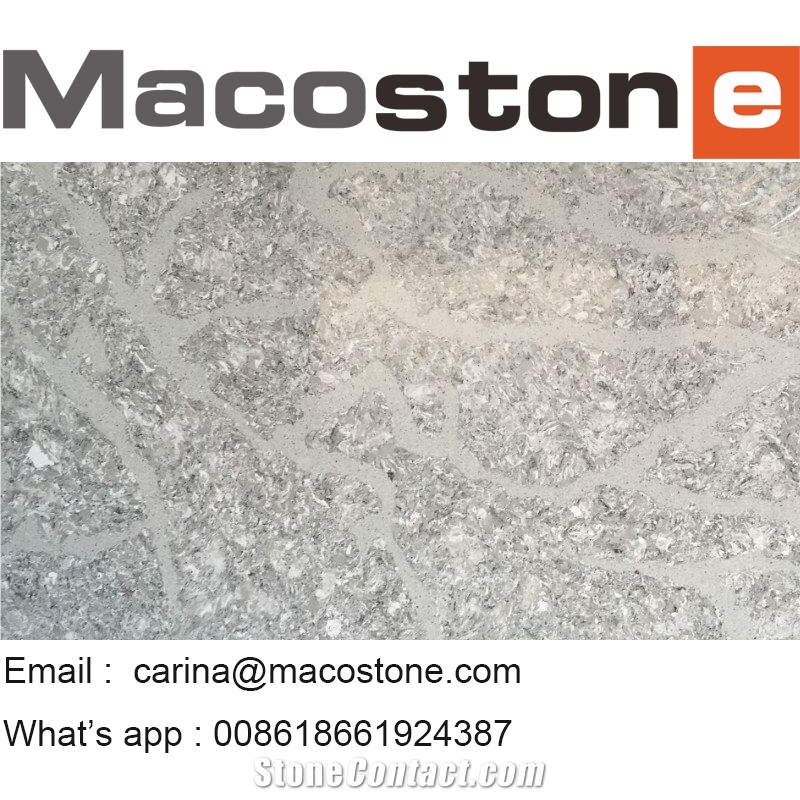 Popular Marble Look Design Slab, Grey Quartz Stone Tiles