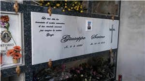 Blue Pearl Granite and Carrara White Marble Gravestone