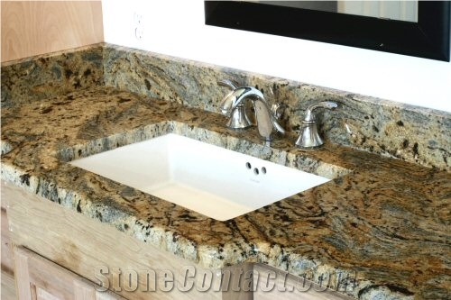 3cm Jaguar Granite with 1/2 Bullnose Edge and 4" Backsplash Vanity Top