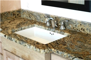 3cm Jaguar Granite with 1/2 Bullnose Edge and 4" Backsplash Vanity Top