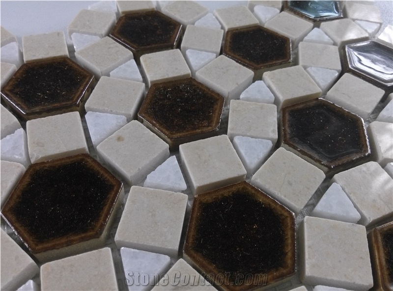 Crackle Ceramic Mosaic Marble Tile Mosaic Pattern