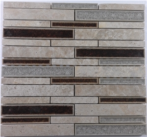 Marble Crackle Ceramic Glass Mosaic Mesh Mounted Tile Marble Crackle Ceramic Glass Mosaic Mesh Mounted Tile