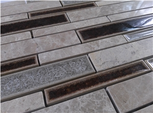 Marble Crackle Ceramic Glass Mosaic Mesh Mounted Tile