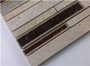 Marble Crackle Ceramic Glass Mosaic Mesh Mounted Tile