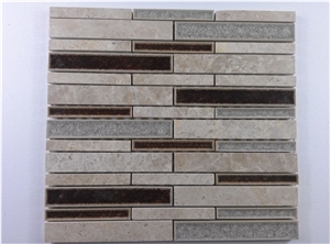 Marble Crackle Ceramic Glass Mosaic Mesh Mounted Tile