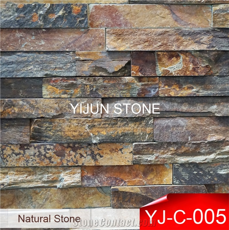 China Natural Rusty Slate Stone, Rough Surface Ledge Stone, Rustic Stone Indoor and Outdoor Wall Cladding