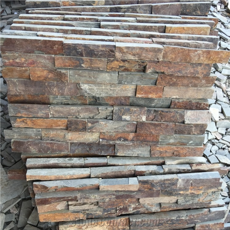 China Natural Rusty Slate Stone, Rough Surface Ledge Stone, Rustic Stone Indoor and Outdoor Wall Cladding