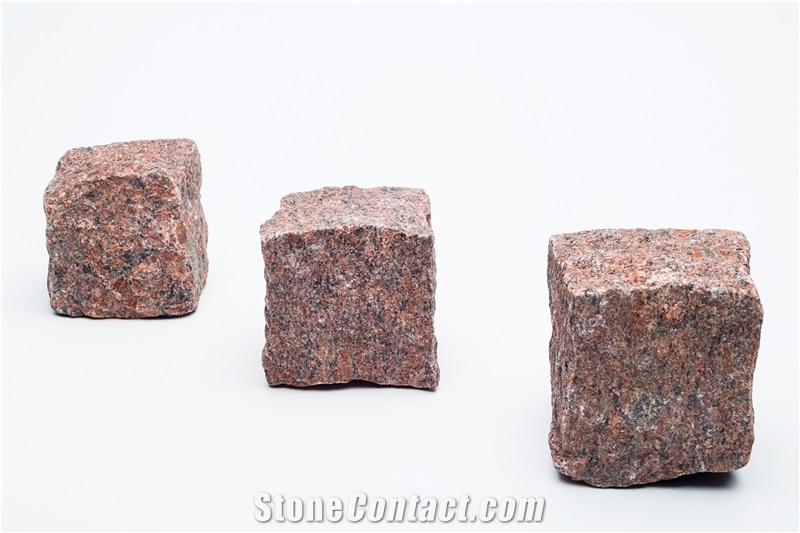 Red Granite 10x10cm Cube Stone