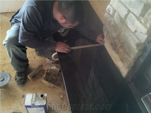 Granite Fireplace Hearth, Traditional Masonry Surround