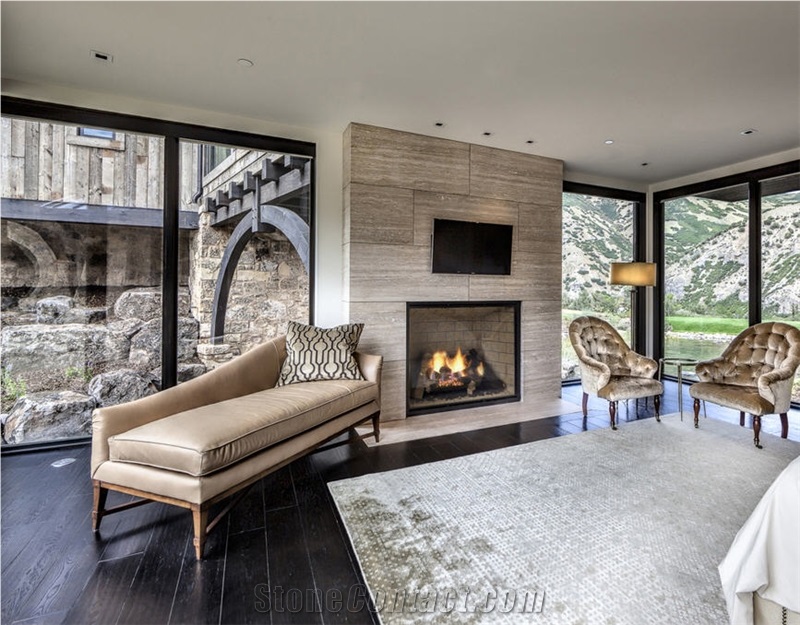 Idaho Travertine Fireplace