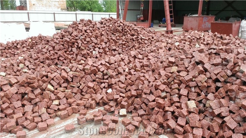 Cube Stones & Pavers Leznykivske Red Granite