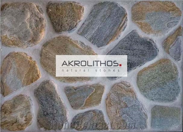 Polygonal Antique Aqua Multi - Flagstone