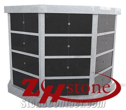 American Style Good Quality Polished Flat Design Absolute Black/ Jet Black/ Imperial Black Granite Mausoleums/ Mausoleum Design/ Cremation Columbarium/ Cemetery Mausoleum/ Mausoleum Crypts