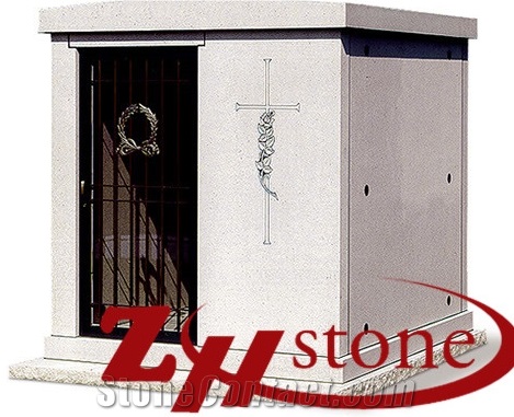 Cheap Price American Style Rooftop with Cross Engraving G603/ Sesame White Granite Mausoleums/ Cremation Columbarium/ Cemetery Columbarium/ Cemetery Mausoleum/ Mausoleum Crypts