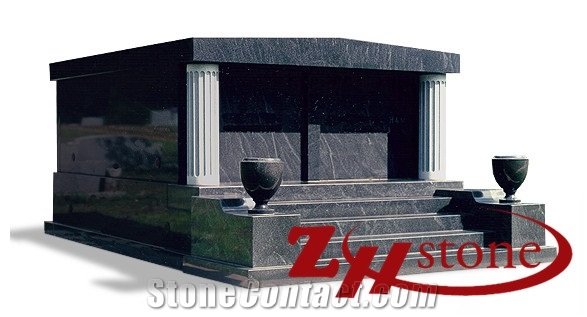 Cheap Price American Style Rooftop with Cross Engraving G603/ Sesame White Granite Mausoleums/ Cremation Columbarium/ Cemetery Columbarium/ Cemetery Mausoleum/ Mausoleum Crypts