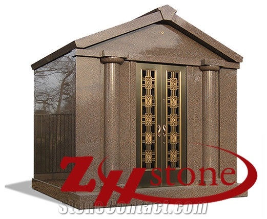 Cheap Price American Style Rooftop with Cross Engraving G603/ Sesame White Granite Mausoleums/ Cremation Columbarium/ Cemetery Columbarium/ Cemetery Mausoleum/ Mausoleum Crypts