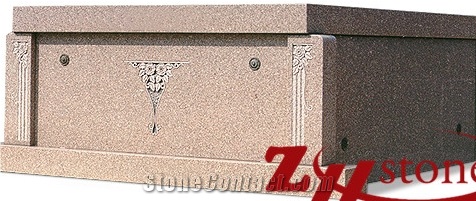 Cheap Price Flat Top with Engraving Sunset Gold/ Rusty Gold/ G682 Granite Mausoleums/ Mausoleum Design/ Cemetery Columbarium/ Cemetery Mausoleum