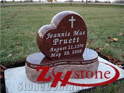 Cheap Price Tear Drop with Tree Engraving Tianshan Red Granite Upright Monuments/ Headstones/ Western Style Tombstones/ Engraved Tombstones/ Engraved Headstones