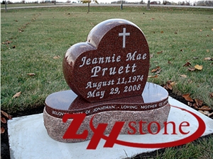 Cheap Price Tear Drop with Tree Engraving Tianshan Red Granite Upright Monuments/ Headstones/ Western Style Tombstones/ Engraved Tombstones/ Engraved Headstones