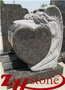 Good Quality American Style Angle with Heart Blue Hawaii/ Chinese Blue Hawaii Granite Upright Monuments/ Headstones/ Angel Monuments/ Single Monuments/ Heart Tombstones