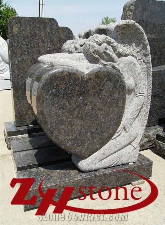Good Quality Angle with Heart Indian Red/ Imperial Red Granite Western Style Monuments/ Upright Monuments/ Western Style Tombstones/ Angle Monuments/ Heart Tombstones