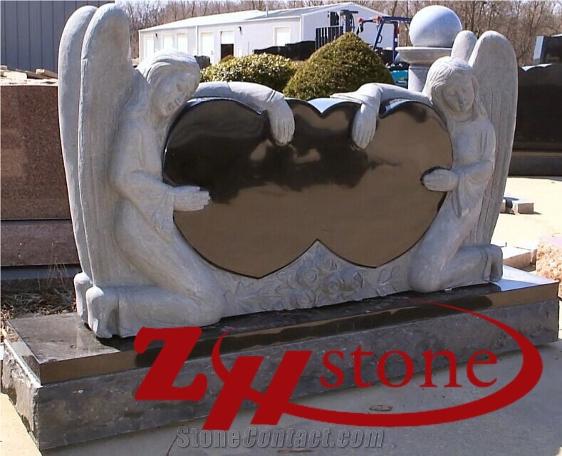 Good Quality Angle with Heart Indian Red/ Imperial Red Granite Western Style Monuments/ Upright Monuments/ Western Style Tombstones/ Angle Monuments/ Heart Tombstones