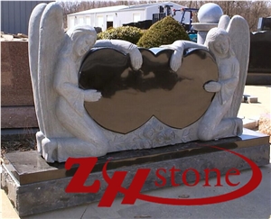 Good Quality Angle with Heart Indian Red/ Imperial Red Granite Western Style Monuments/ Upright Monuments/ Western Style Tombstones/ Angle Monuments/ Heart Tombstones