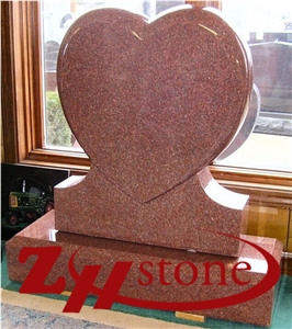 Good Quality Angle with Heart Indian Red/ Imperial Red Granite Western Style Monuments/ Upright Monuments/ Western Style Tombstones/ Angle Monuments/ Heart Tombstones