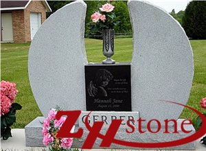 Good Quality Cheap Price Custom Wing Design Georgia Grey/ G603/ Absolute Black/ Shanxi Black Granite Tombstone Design/ Western Style Monuments/ Upright Monuments/ Headstones/ Monument Design