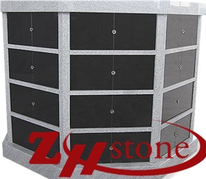 Good Quality Full Polished 48crypts Hexagon Shaped G603/ Sesame White/ Shanxi Black/ Jet Black Granite Cremation Columbarium/ Columbarium/ Cemetery Crypts/ Cemetery Columbarium/ Cemetery Mausoleum