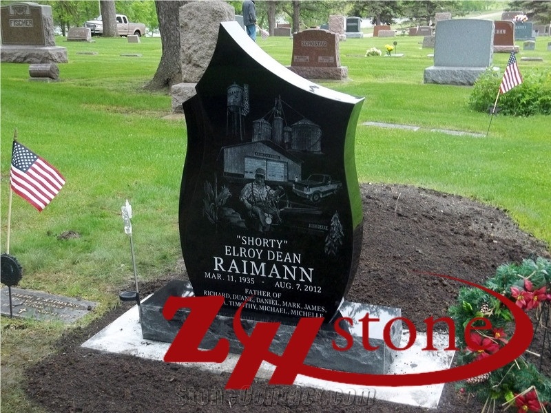 Good Quality Hand Craft Angel with Heart Single Sesame Grey/ G623 Granite Tombstone Design/ Western Style Monuments/ Upright Monuments/ Angel Monuments/ Heart Tombstones