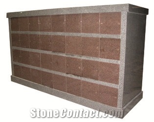 Good Quality Hexagon Shape Columns 36 Crypts G603/ Sesame White/ Tianshan Red Granite Cremation Columbarium/ Columbarium/ Cemetery Crypts/ Cemetery Columbarium/ Mausoleum Crypts