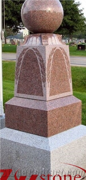 Good Quality Obelisk Style Tianshan Red Granite/ Georgia Grey/ G603 Granite Tombstone Design/ Western Style Monuments/ Upright Monuments/ Headstones/ Monument Design