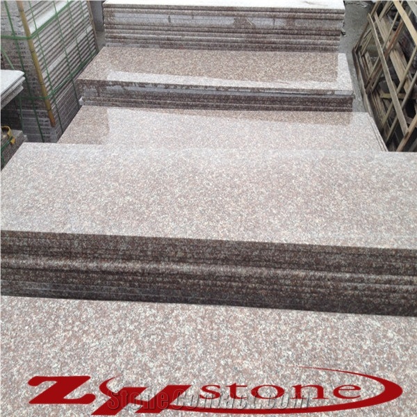 Peach Red,Peach Blossom Red Gutian,Gutian Peach Flower Red Granite G687 Polished Steps, Step Tiles, Deck Stair Threshold