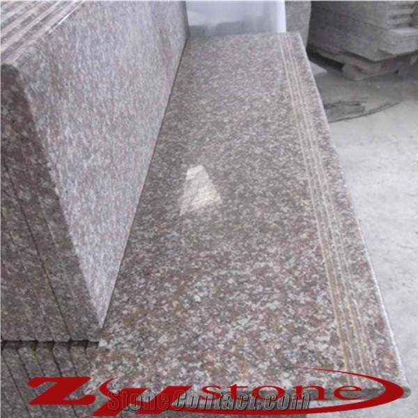 Peach Red,Peach Blossom Red Gutian,Gutian Peach Flower Red Granite G687 Polished Steps, Step Tiles, Deck Stair Threshold