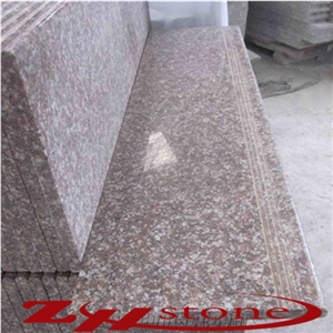 Peach Red,Peach Blossom Red Gutian,Gutian Peach Flower Red Granite G687 Polished Steps, Step Tiles, Deck Stair Threshold
