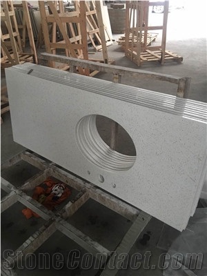 White Speckled Quartz Stone Countertops, Custom Bathroom Vanity Tops, Caesarstone Quartz Stone Top