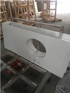 White Speckled Quartz Stone Countertops, Custom Bathroom Vanity Tops, Caesarstone Quartz Stone Top