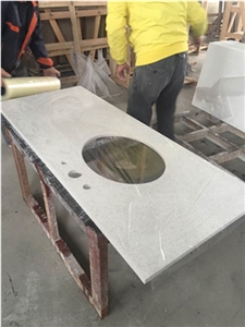 White Speckled Quartz Stone Countertops, Custom Bathroom Vanity Tops, Caesarstone Quartz Stone Top