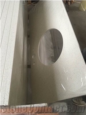 White Speckled Quartz Stone Countertops, Custom Bathroom Vanity Tops, Caesarstone Quartz Stone Top
