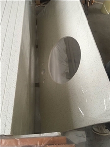White Speckled Quartz Stone Countertops, Custom Bathroom Vanity Tops, Caesarstone Quartz Stone Top