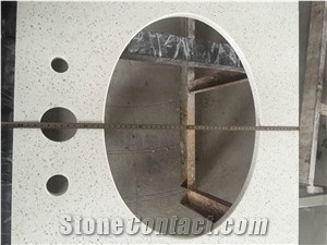 White Speckled Quartz Stone Countertops, Custom Bathroom Vanity Tops, Caesarstone Quartz Stone Top