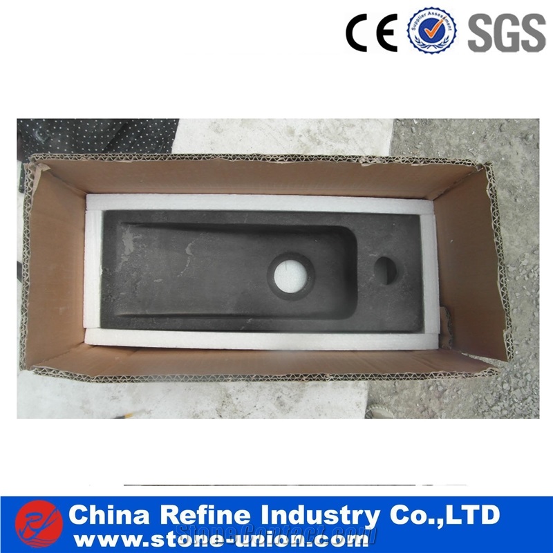 China Blue Limestone Honed Square Basin ,Limestone Wash Basin Indoor